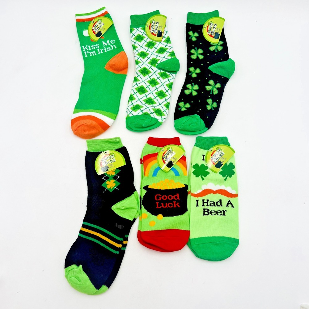 St Patricks Day Socks! 6 pairs Crew Socks One‎ Size